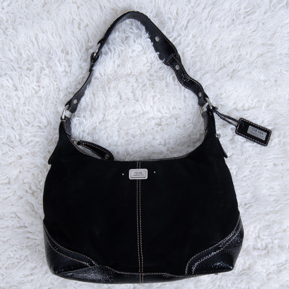 black suede hobo handbag